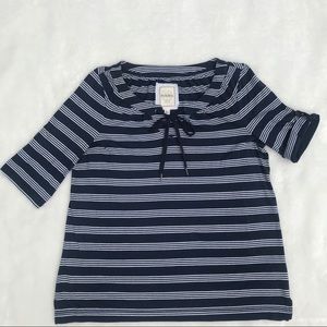 Merona Navy and white cotton top XXL.